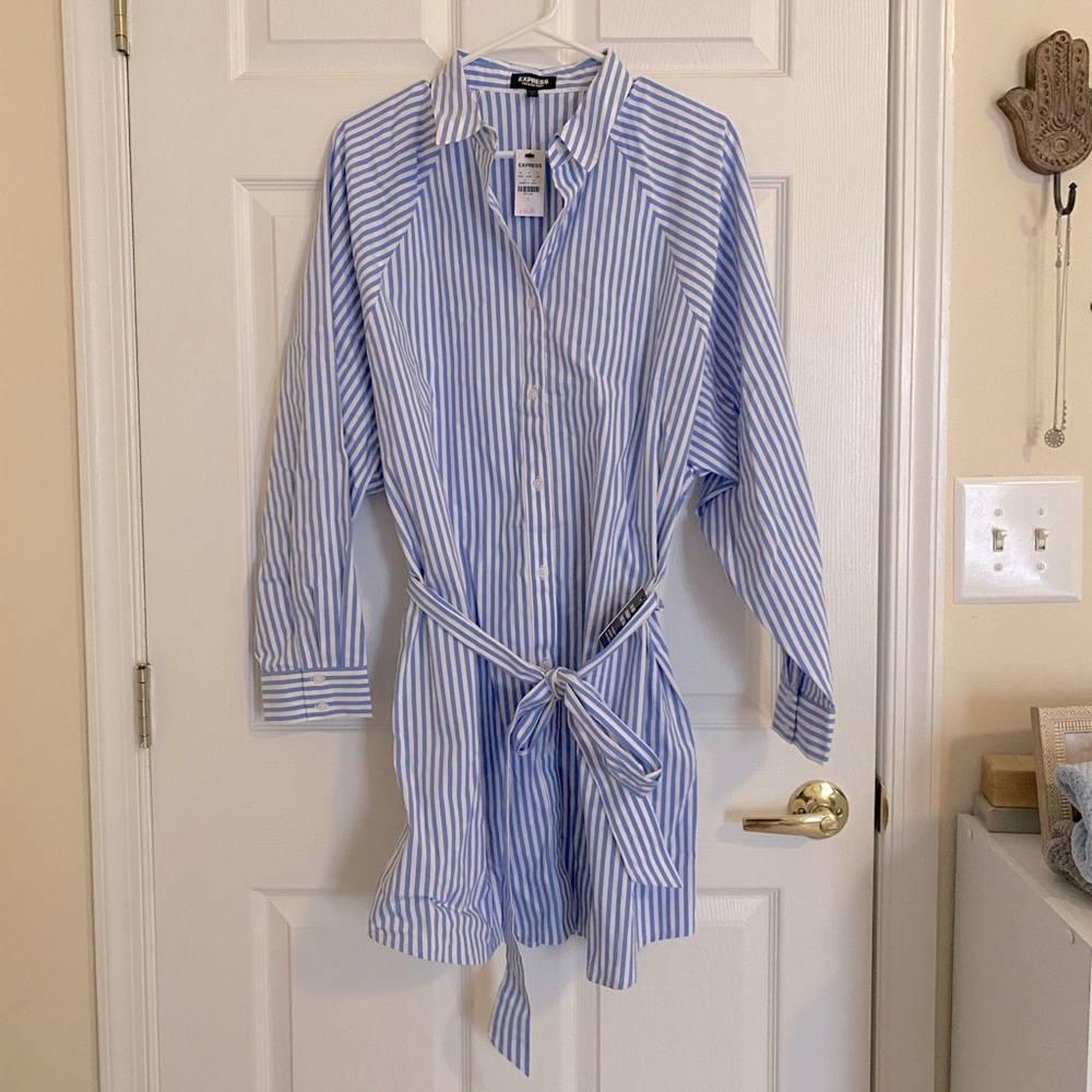 Express Striped Portofino Shirt Dress